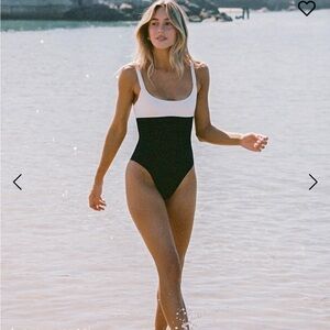 l*space Two-Tone Black and White One-Piece Swimsuit